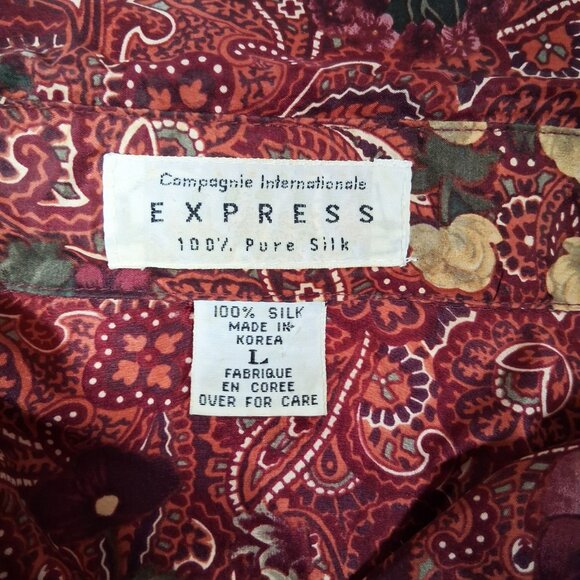 Vintage Compagnie Internationale EXPRESS 100% Silk Floral Tunic Blouse Flowy L - Picture 7 of 7